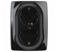 Розетка двойная с заземлением и со шторкой Эра Эра 12 12-2108-06