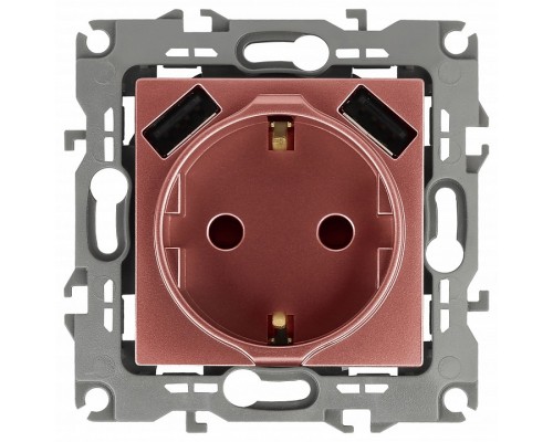 Розетка с заземлением и со шторкой и 2хUSB, без рамки Эра Эра 12 12-4109-14