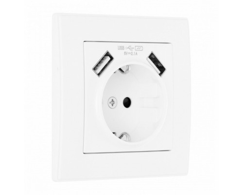 Розетка с заземлением и со шторкой и 2хUSB Arte Milano SET06-1 SET06-1-47-1 white