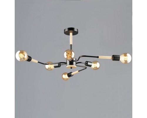 Люстра на штанге 10070 10070-0.3-06 BK+WOOD