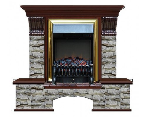 Комплект из электрокамина напольного и портала (122x40х108.5 см) Бостон К Алтай Fobos BR БК000010