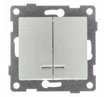 Выключатель двухклавишный с подсветкой без рамки Gusi Electric BRAVO С10В28-028