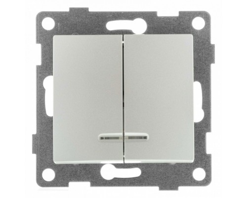 Выключатель двухклавишный с подсветкой без рамки Gusi Electric BRAVO С10В28-028 Выключатель двухклавишный с подсветкой без рамки Gusi Electric BRAVO С10В28-028