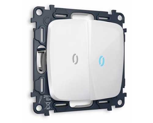 Выключатель двухклавишный с подсветкой без рамки Ambrella Volt MO MO104020