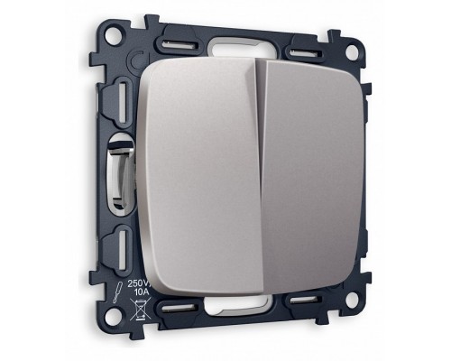 Выключатель проходной двухклавишный без рамки Ambrella Volt Quant MO503020