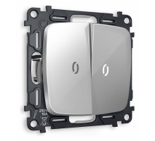 Выключатель проходной двухклавишный с подсветкой без рамки Ambrella Volt Quant MO404035