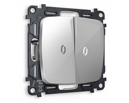 Выключатель проходной двухклавишный с подсветкой без рамки Ambrella Volt Quant MO404035