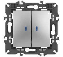 Выключатель двухклавишный с подсветкой без рамки Эра Эра Elegance 14-1105-03
