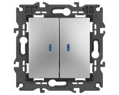 Выключатель двухклавишный с подсветкой без рамки Эра Эра Elegance 14-1105-03