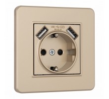 Розетка с заземлением и со шторкой и 2хUSB Arte Milano SET16-1 SET16-1-47-1 shampan