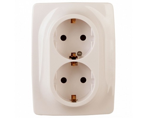 Розетка двойная с заземлением и со шторкой Эра Эра 12 12-2006-02