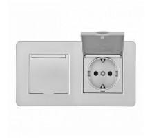 Розетка с заземлением и шторкой, с крышкой Arte Milano SET16-2 SET16-2-41-1x2 silver