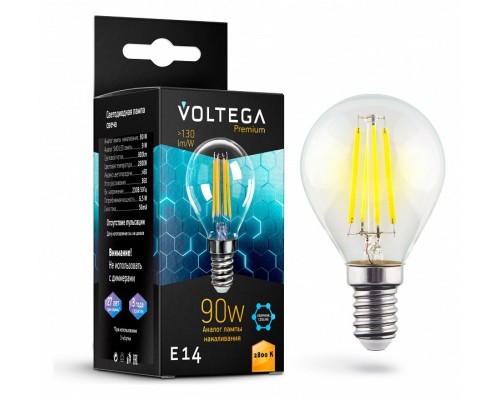 Лампа светодиодная Voltega Globe E14 9W Graphene E14 7Вт 2800K 7136 Лампа светодиодная Voltega Globe E14 9W Graphene E14 7Вт 2800K 7136