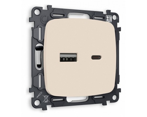 Розетка 2хUSB type A и C без рамки Ambrella Volt Quant MO331010 Розетка 2хUSB type A и C без рамки Ambrella Volt Quant MO331010