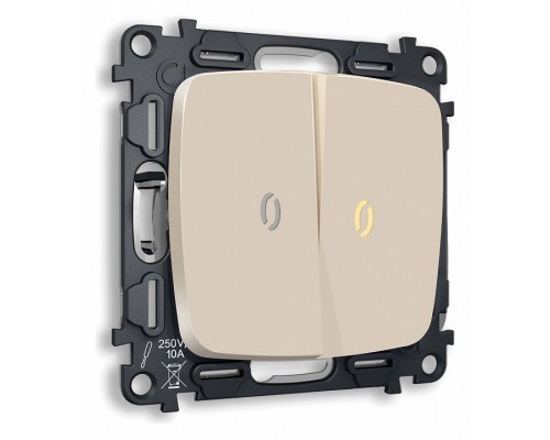 Выключатель двухклавишный с подсветкой без рамки Ambrella Volt Quant MO324010