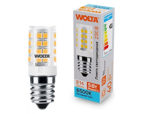 Лампа светодиодная Wolta  E14 5Вт 6500K WSTD-JCD-5W6KE14-C
