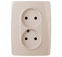 Розетка двойная с заземлением и со шторкой Эра Эра 12 12-2007-02