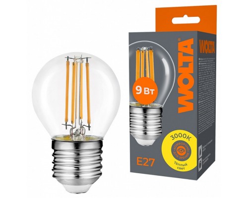 Лампа светодиодная Wolta  E27 9Вт 3000K WF-G45-9W3KE27