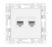 Розетка двойная RJ-11 и Ethernet RJ-45, без рамки Arte Milano am-217 217.44-1.white