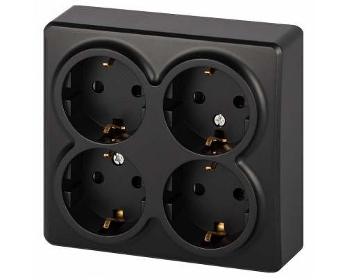 Розетка четверная с заземлением и со шторками Эра Эра Эксперт 11-2211-05