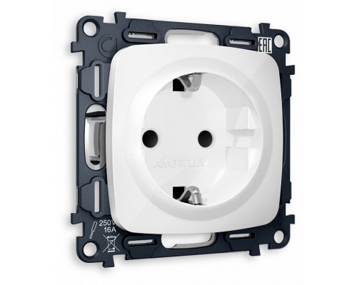 Розетка с заземлением и со шторкой, без рамки Ambrella Volt MO MO107010