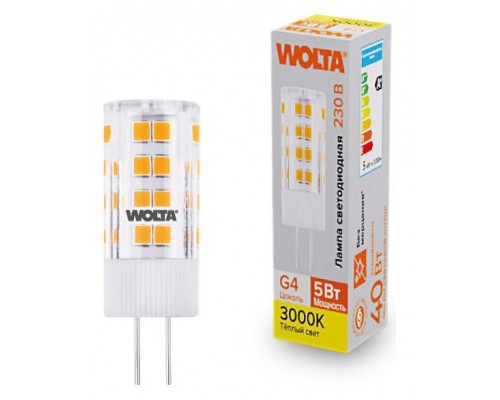 Лампа светодиодная Wolta  G4 5Вт 3000K WSTD-JC-220V5W3KG4-C