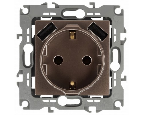 Розетка с заземлением и со шторкой и 2хUSB, без рамки Эра Эра 12 12-4109-13