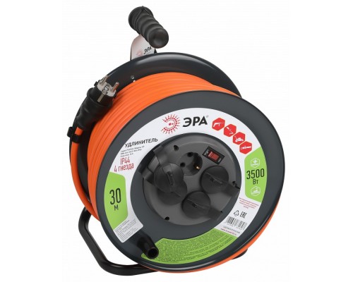 Удлинитель с выключателем Эра  RMx-4es-3x2.5-30m-IP44