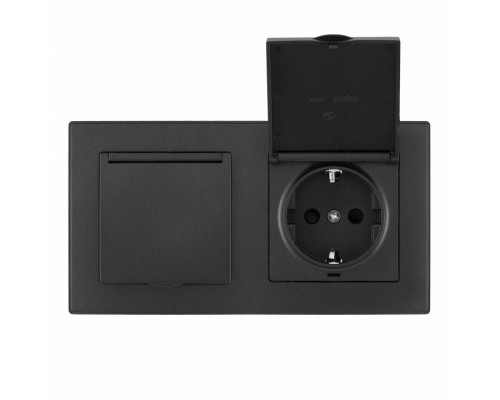 Розетка влагозащищенная с заземлением и со шторкой с крышкой Arte Milano SET06-2 SET06-2-41-1x2 black