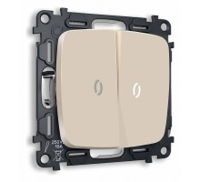 Выключатель проходной двухклавишный с подсветкой без рамки Ambrella Volt Quant MO324035