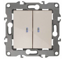 Выключатель двухклавишный с подсветкой без рамки Эра Эра 12 12-1004-06