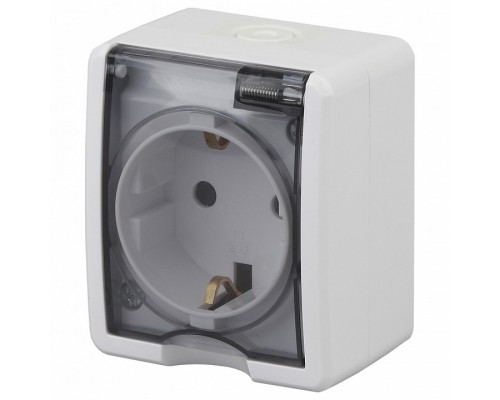 Розетка с заземлением с крышкой Эра Эра Эксперт 11-2401-01