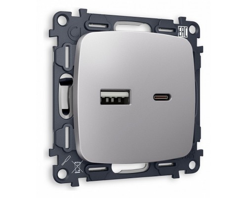 Розетка 2хUSB type A и C без рамки Ambrella Volt Quant MO511010 Розетка 2хUSB type A и C без рамки Ambrella Volt Quant MO511010